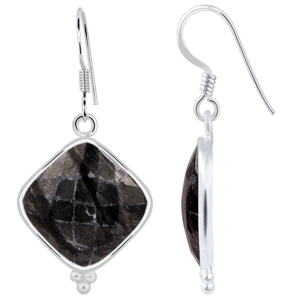 Picasso Jasper Sterling Silver Cushion Dangle Earrings by Orchid Jewelry. Opens flyout.