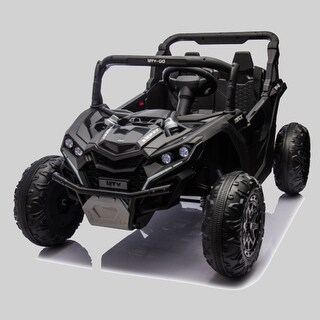 24V Two-Seater Kids UTV Ride On with Remote, Shock Absorber, Large Wheels, Music, USB, LED Lights for 3+ Years Old