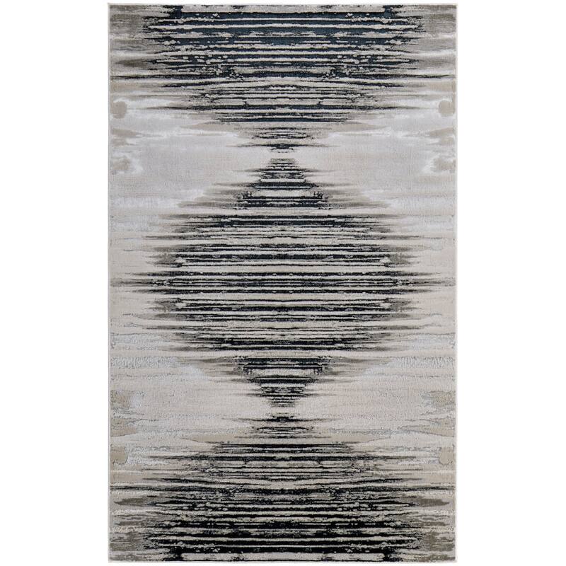 Grand Bazaar Orin Machine Made Diamond Modern Area Rug - 1'8" x 2'10" - Black/Silver/Taupe