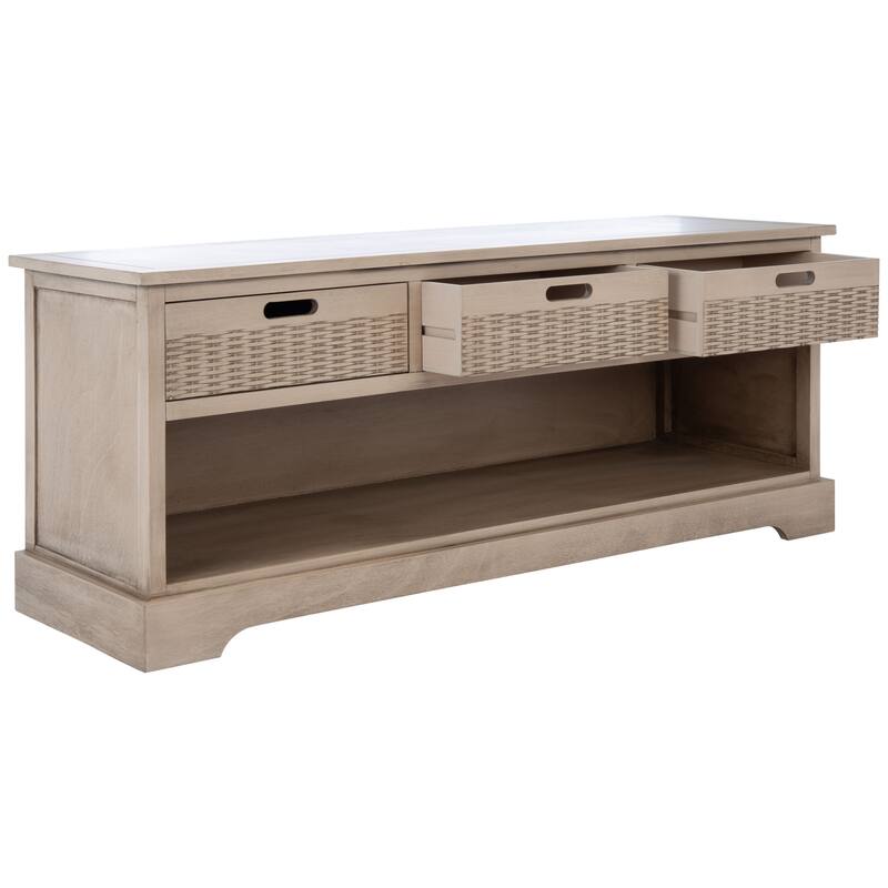 SAFAVIEH Landers 3-Drawer Bottom Shelf Storage Bench - 47.3" W x 15" L x 19" H