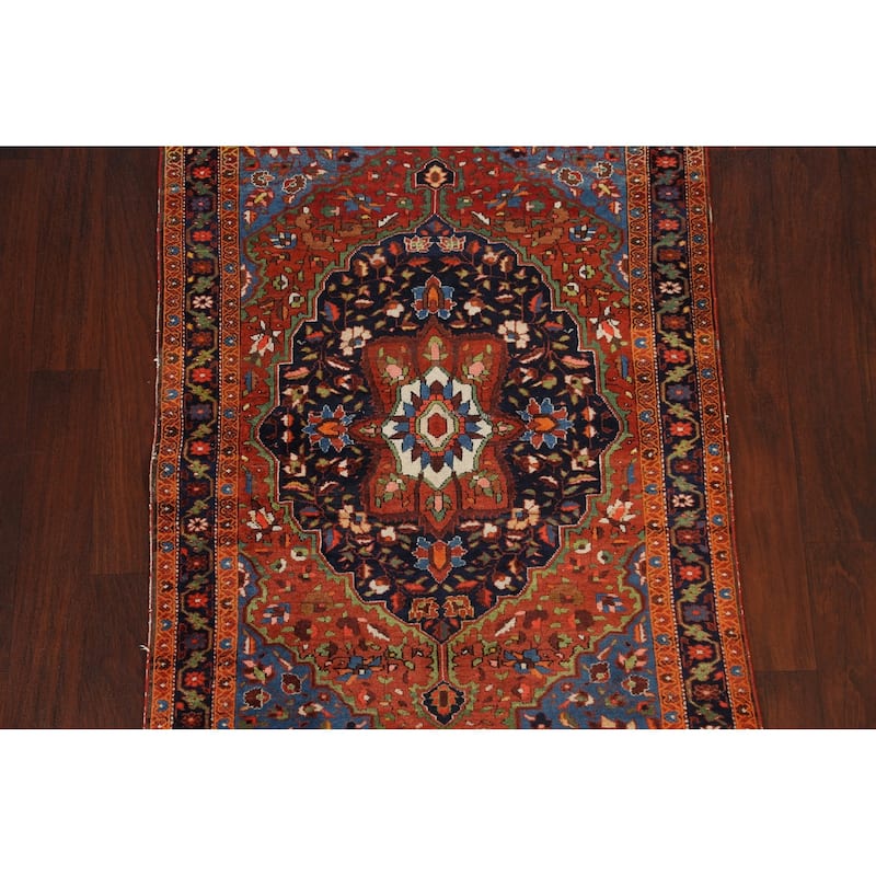 Antique Vegetable Dye Floral Sarouk Farahan Persian Area Rug Handmade - 3'5" x 4'10"