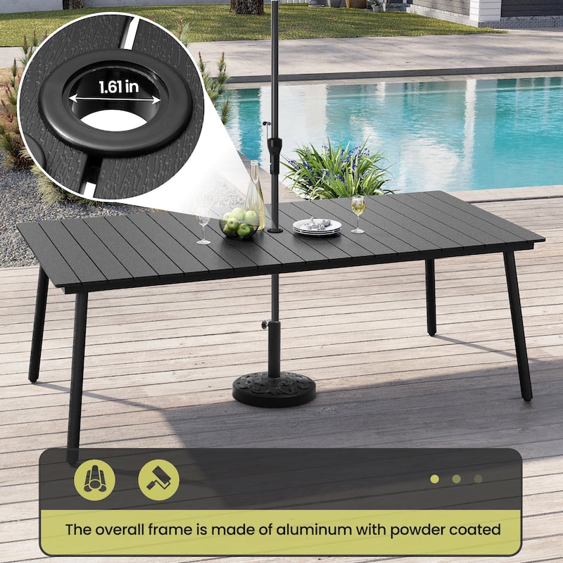 Outdoor Aluminum 9-piece Patio Dining Set Dining Table with Umbrella Hole and Chairs