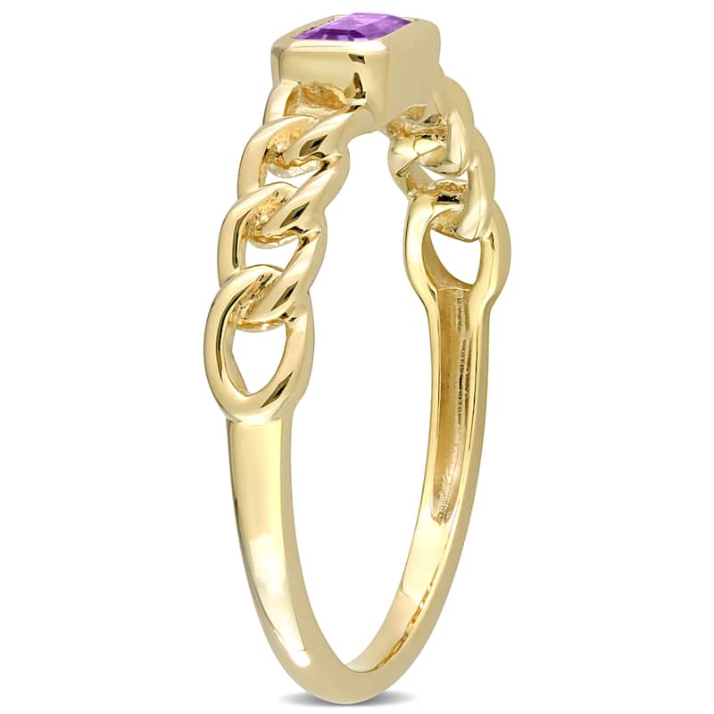 Miadora 10k Yellow Gold Amethyst Stackable Link Ring