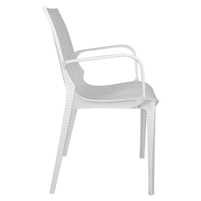 Kent Modern Outdoor Stackable Rattan Style Patio Dining Chair in Weave Design Side Armchair - 35" Height