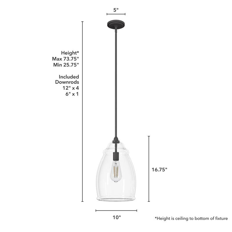 Hunter Dunshire 1-Light Dome Pendant - Kitchen Island, Dining Room, Entry - Modern Farmhouse, Transitional, Contemporary