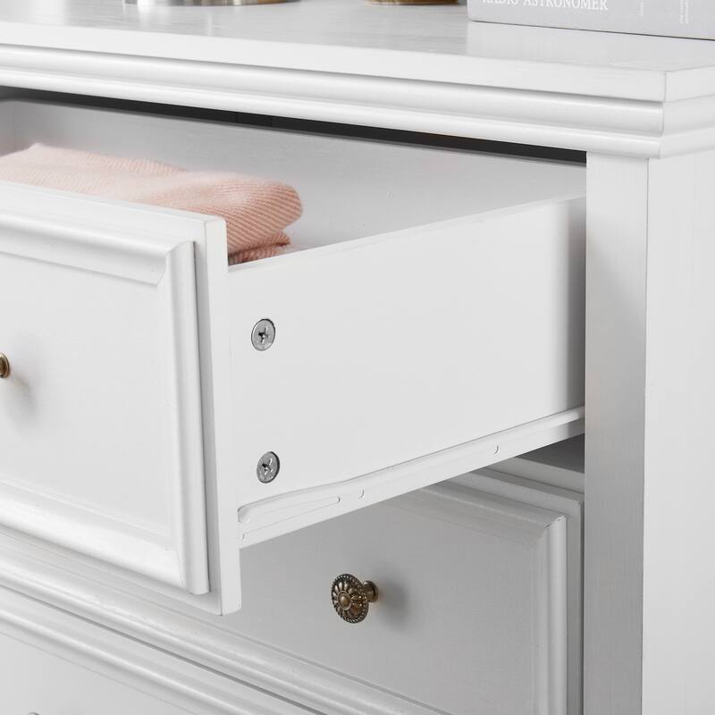 GDFStudio - Farmhouse Modern 5-Drawer Dresser Cabinet with Smooth Metal Slides and Stable Base