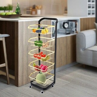 5 Tier Metal Baskets Kitchen Bakers Rack with Storage - 13.88