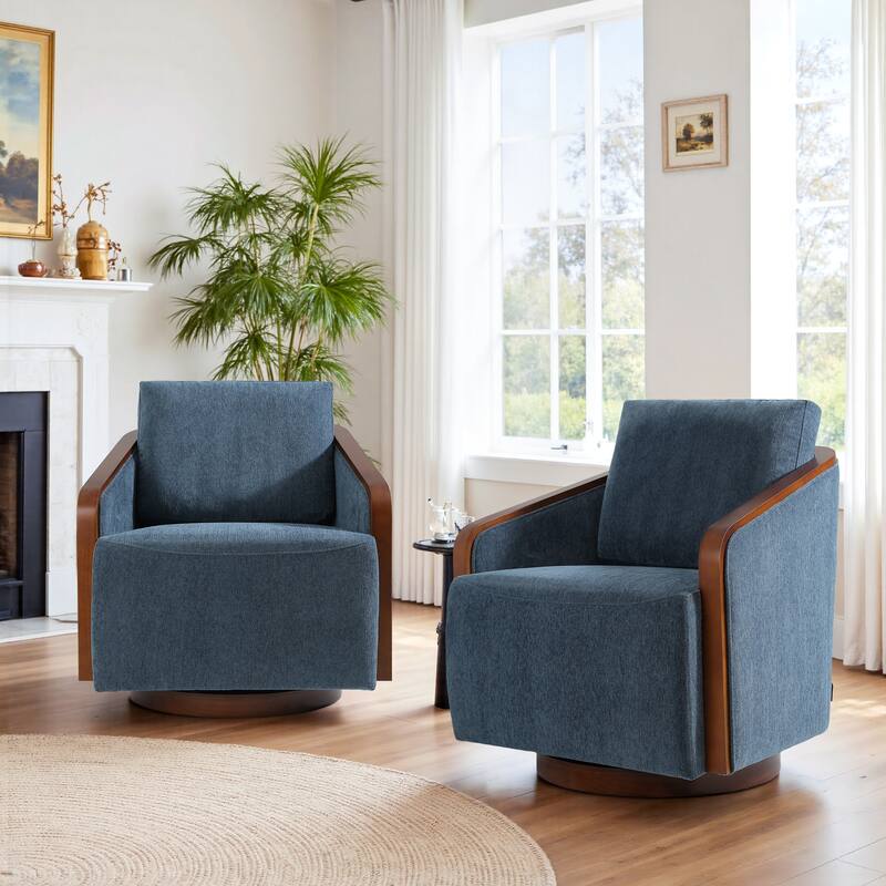 Modern Upholstered Swivel Accent Chair Set of 2