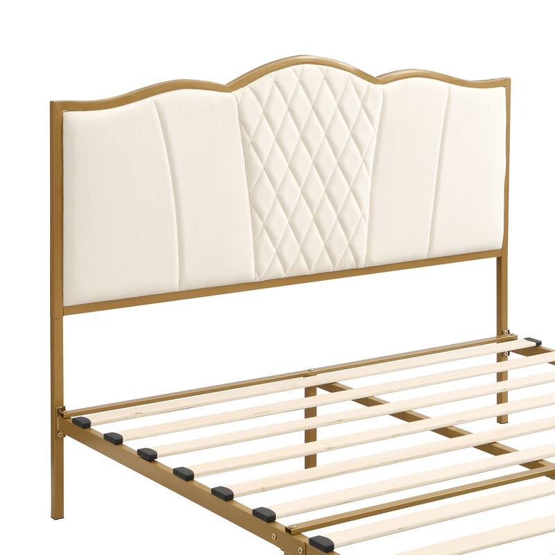 Tufted Upholstered and Metal Accented Platform Bed