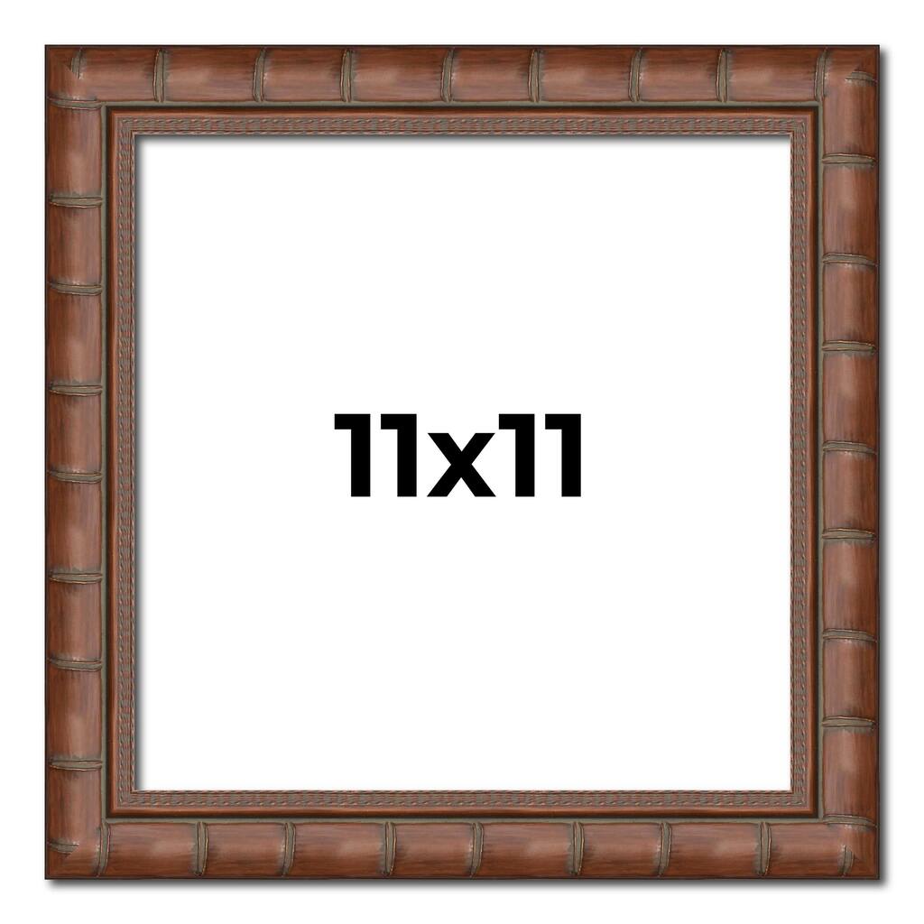 11x11 Brown Modern Bamboo Picture Frame - UV Acrylic, Foam Board Backing, Hanging Hardware
