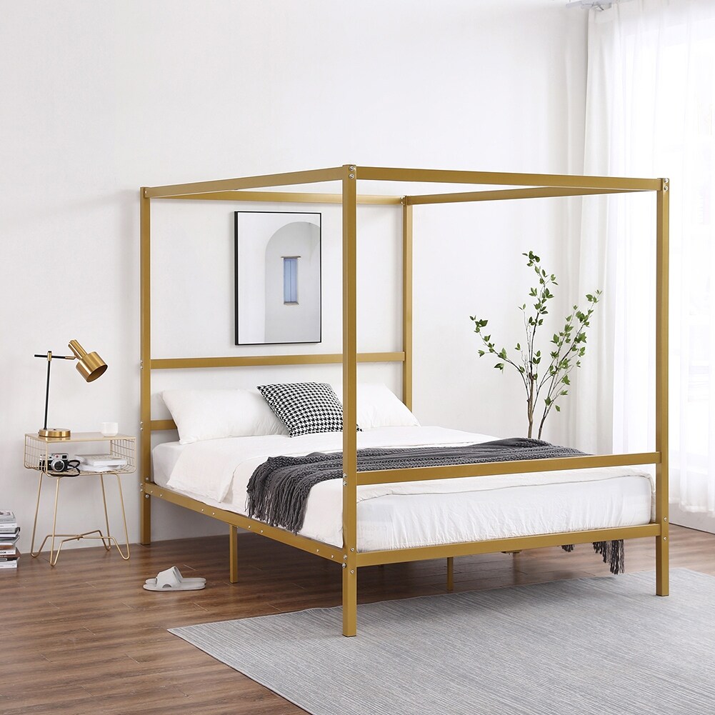 Full size gold canopy bed sales