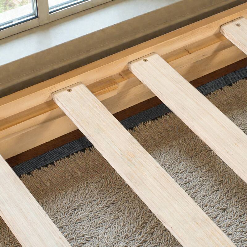 Premium Pine Wood Queen/King Bed Frame with Headboard, Mid Century Modern Platform Bed, Sturdy MDF Construction