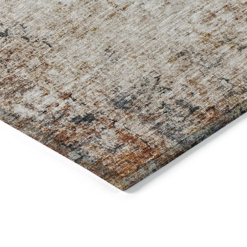 Machine Washable Indoor/ Outdoor Abstract Contemporary Chantille Rug