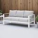 preview thumbnail 11 of 33, 3-Seater Outdoor Couch with Plush Cushions, Broad Armrests and Contoured Backrests White+gray