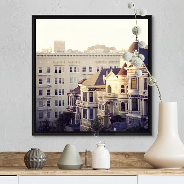 Shop Famous Painted Ladies Of Alamo Square San Francisco At Sunset Black Float Frame Canvas Art On Sale Overstock 25495373