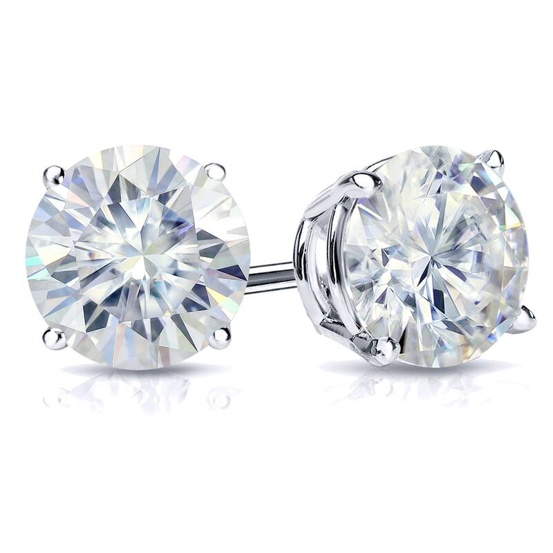 Auriya 1 1/2ctw Round Moissanite Stud Earrings 18k Gold 4-Prong Basket - 5.9 mm