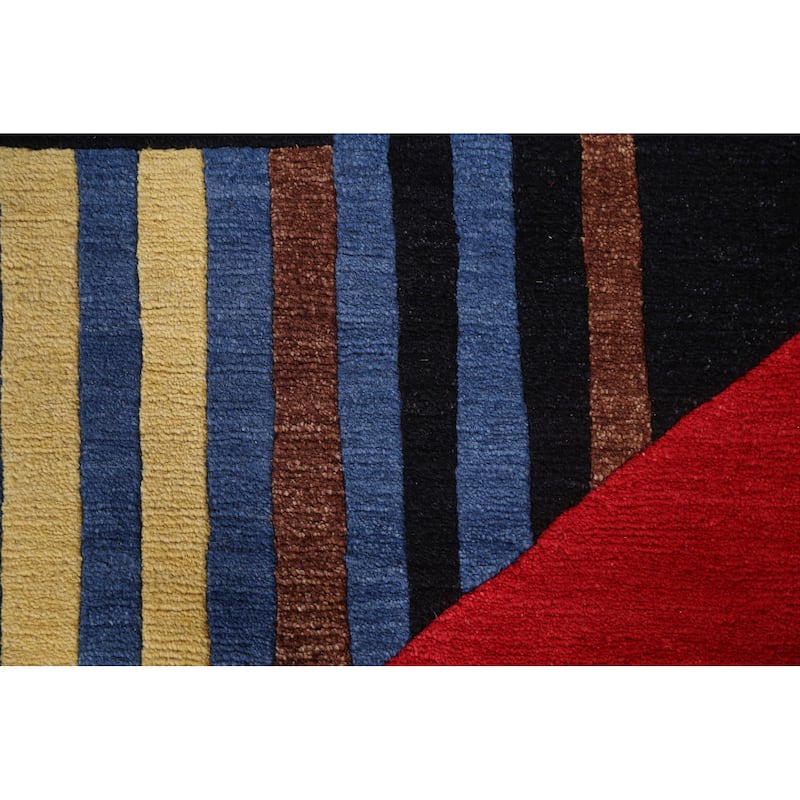 Abstract Nepalese Vegetable Dye Oriental Area Rug Handmade Wool Carpet - 6'0" x 9'0"