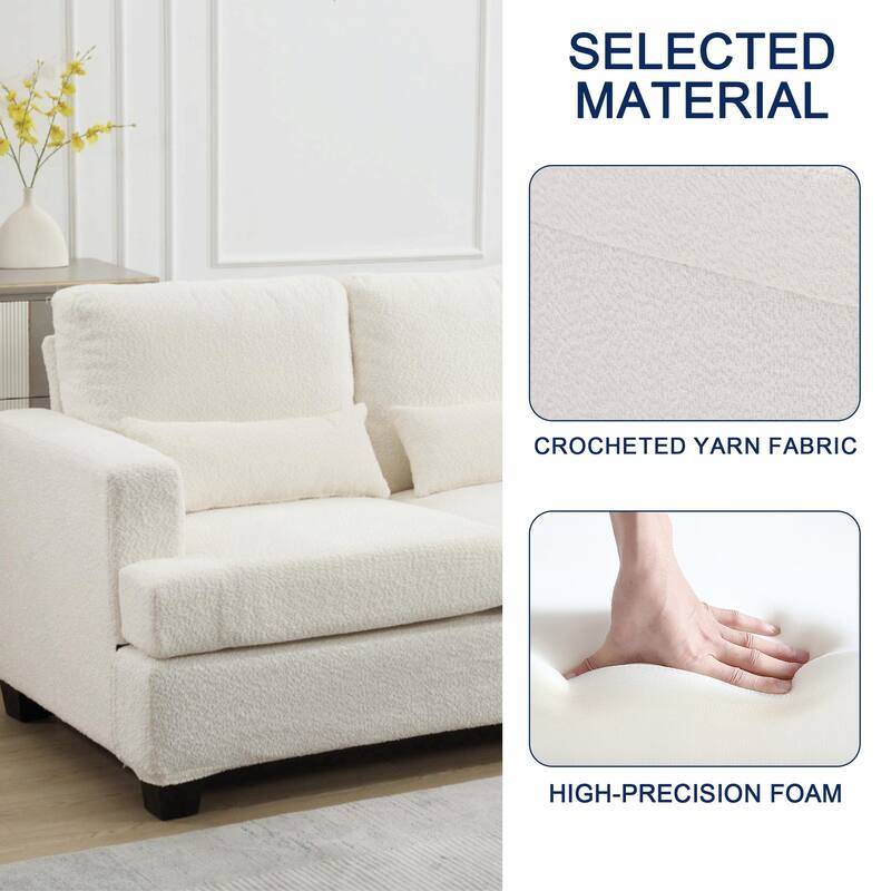 Velvet Upholstered Removable back Cushion Loveseat with 2pcs waist pillow
