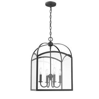 Traditional Large 4-L Pendant Lantern in Black 15"W x 24"H