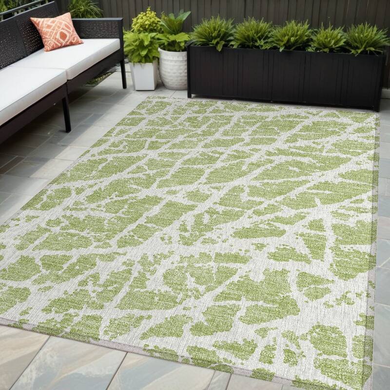 Tami Artistic Abstract Weather Resistant Timeless Fusion Round Outdoor Rug - 5' X 8' - Multi