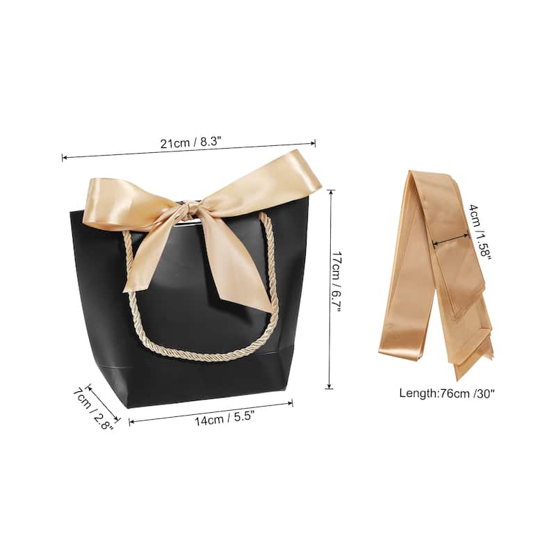 12pcs 8.3"x2.8"x6.7" Gift Bags with Handles Small Favor Bag with Bow