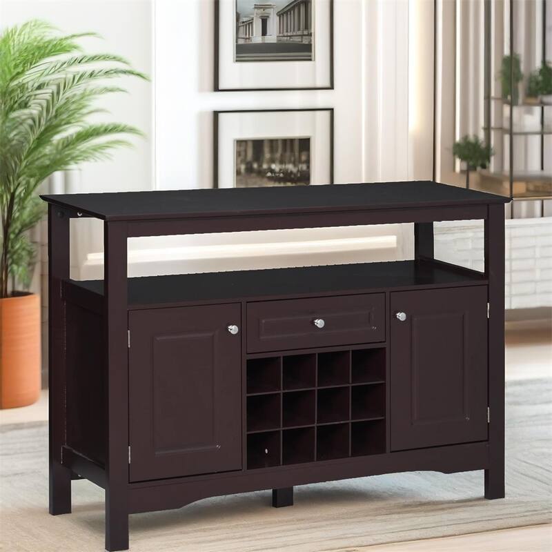 Sideboard Buffet Cabinet with Drawer and 12-Bottle Wine Rack