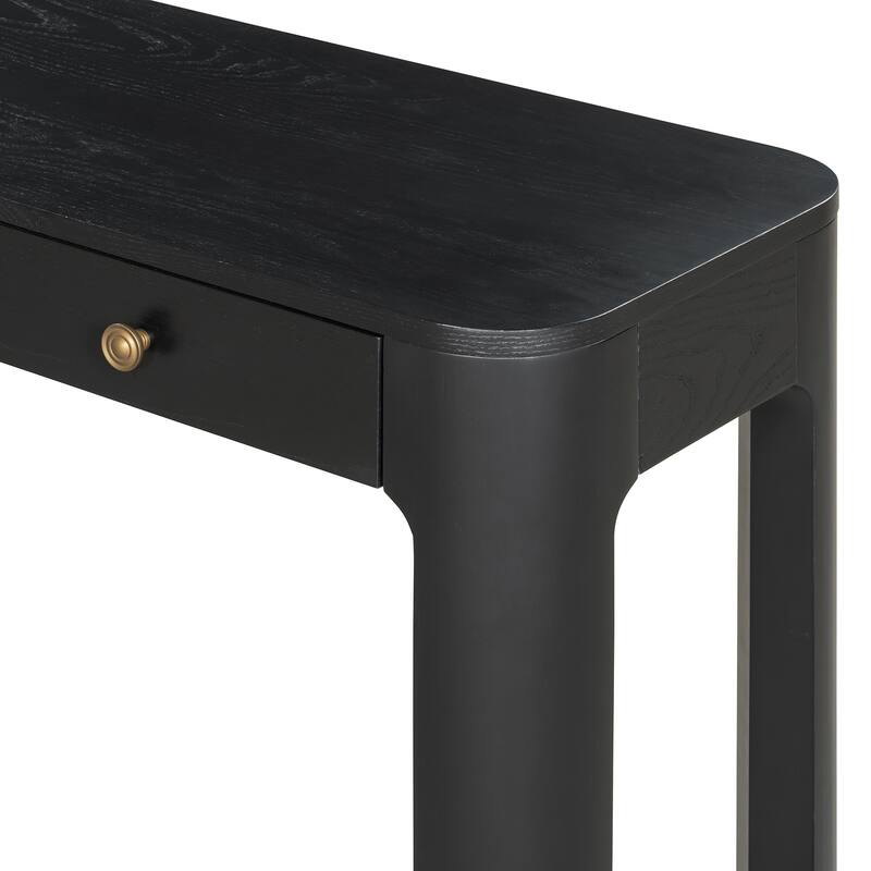 52" Rustic Console Table with Curved Corners and 3 Concealed Drawers