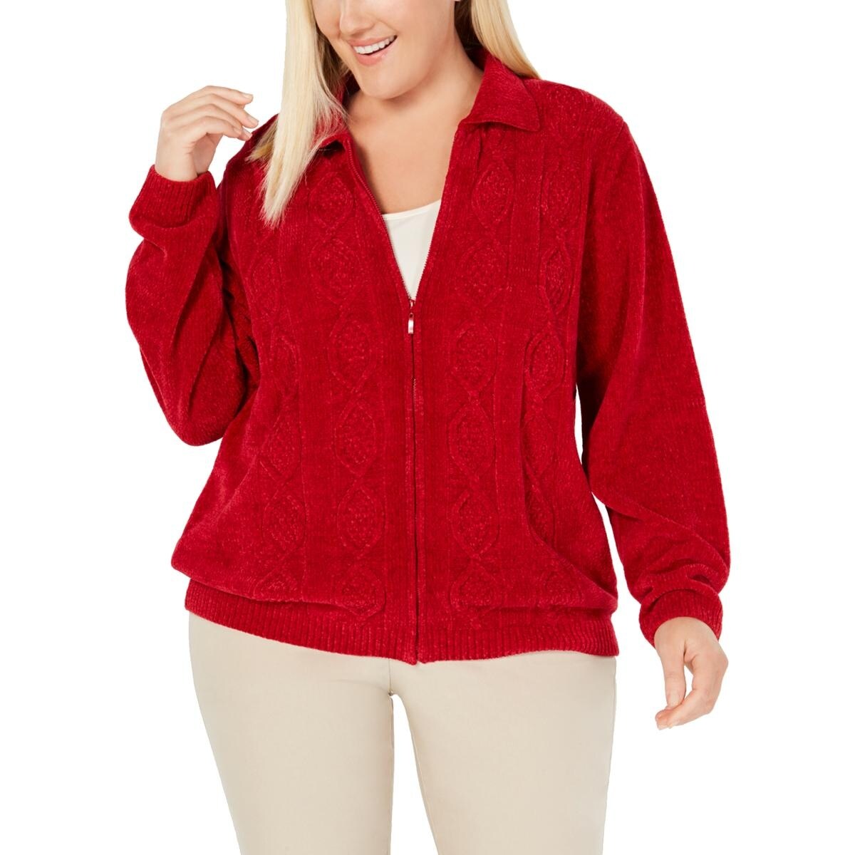 chenille zip up sweater