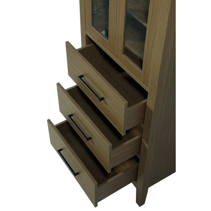 Laura 16-28 Inch Bath Storage Glass Cabinet