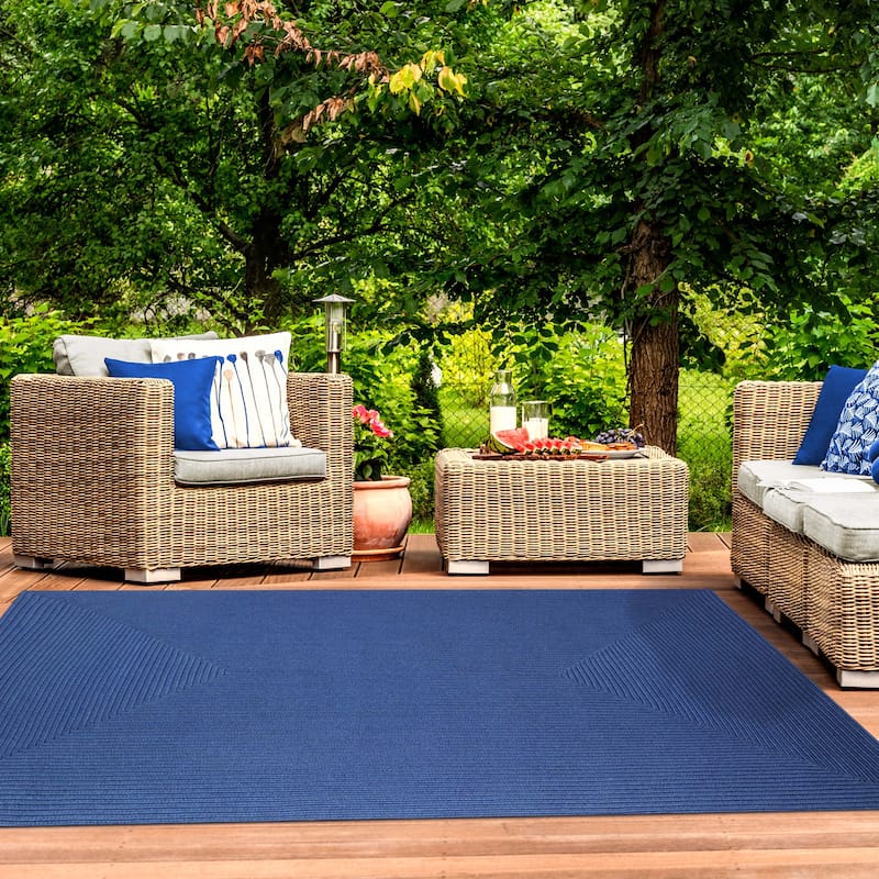 Superior Braided Reversible Indoor/Outdoor Area Rug - 4' X 6' - Denim Blue