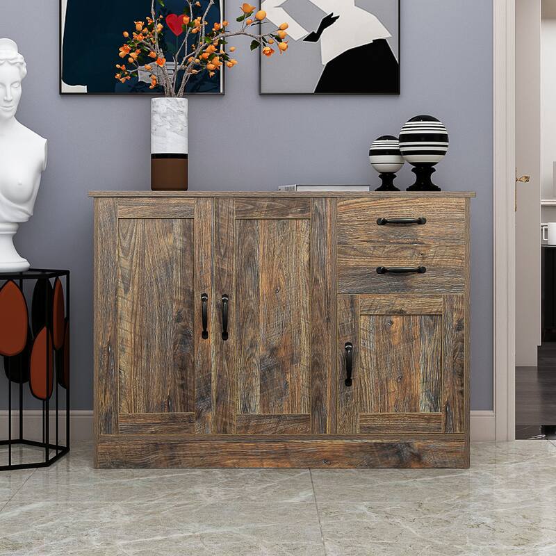 Modern Wood Buffet Sideboard with 2 doors&1 Storage and 2drawers