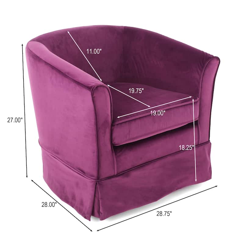Roomfitters Upholstered Swivel Chair with Loose Skirted Cover, Cozy Modern Accent Seating for Home Spaces, Fuchsia