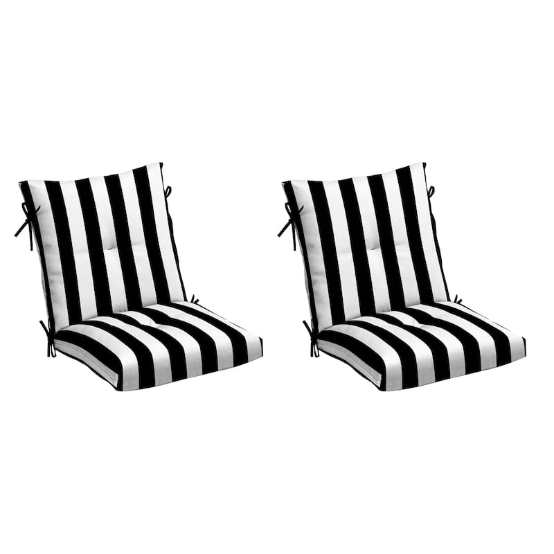 ARDEN Plush Modern Tufted Polyfill Dining Chair Cushion, Set of 2 - 21 x 40 - Black Cabana Stripe