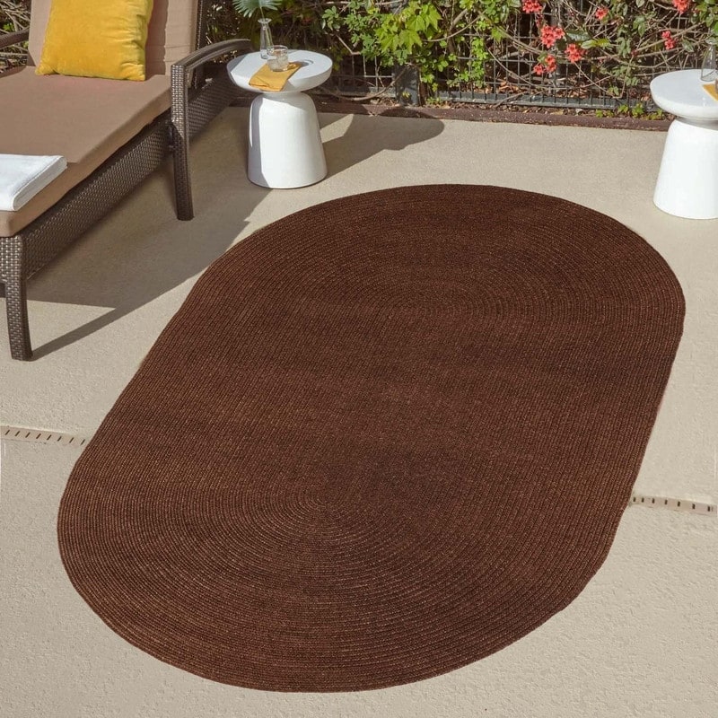 Superior Braided Reversible Indoor/Outdoor Area Rug - 5' X 8' Oval - Cocoa