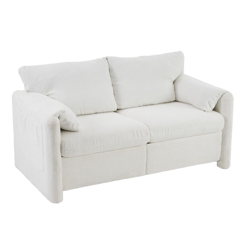 Modern Loveseat Sofa 2-Seater - Plush Chenille Fabric Couch with High-Density Foam Cushions, 60" Compact Couches