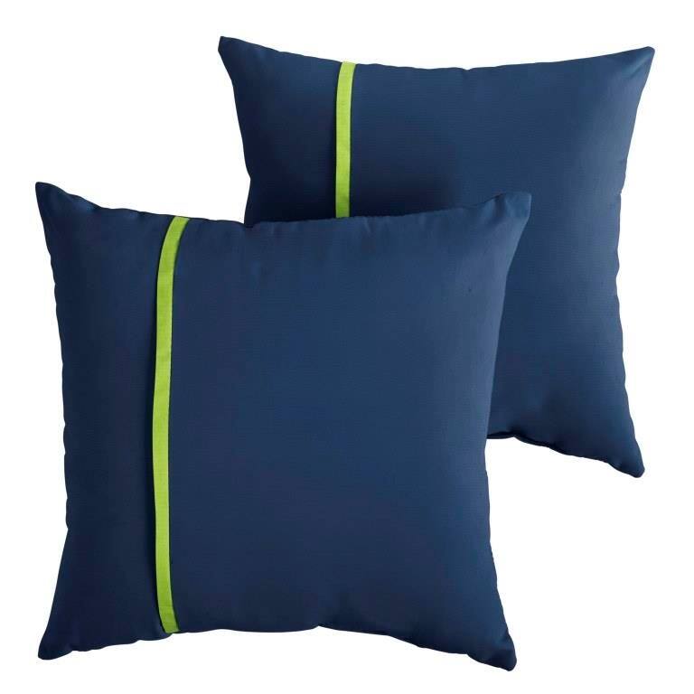 Sorra Home Sunbrella Outdoor Single Petite Flange Pillow Set of 2 - Sunbrella - Canvas Navy/Canvas Macaw - 20 in H x 20 in W x 6 in D