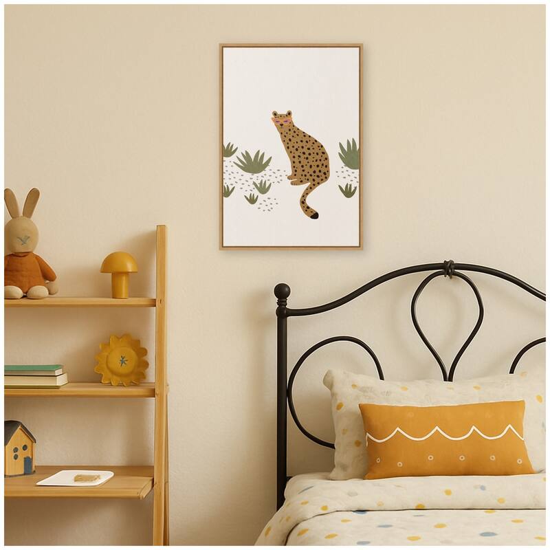 Kate and Laurel Leopard II by July Art Prints Framed Canvas Wall Art Print