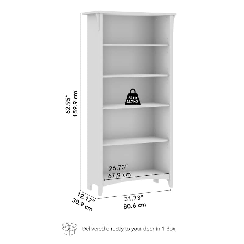 Bush Furniture Salinas Tall 5 Shelf Bookcase with Adjustable Shelves