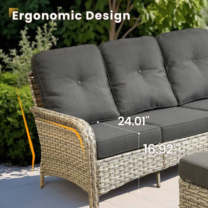 XIZZI Outdoor Patio Furniture Conversation Set with Fire Table