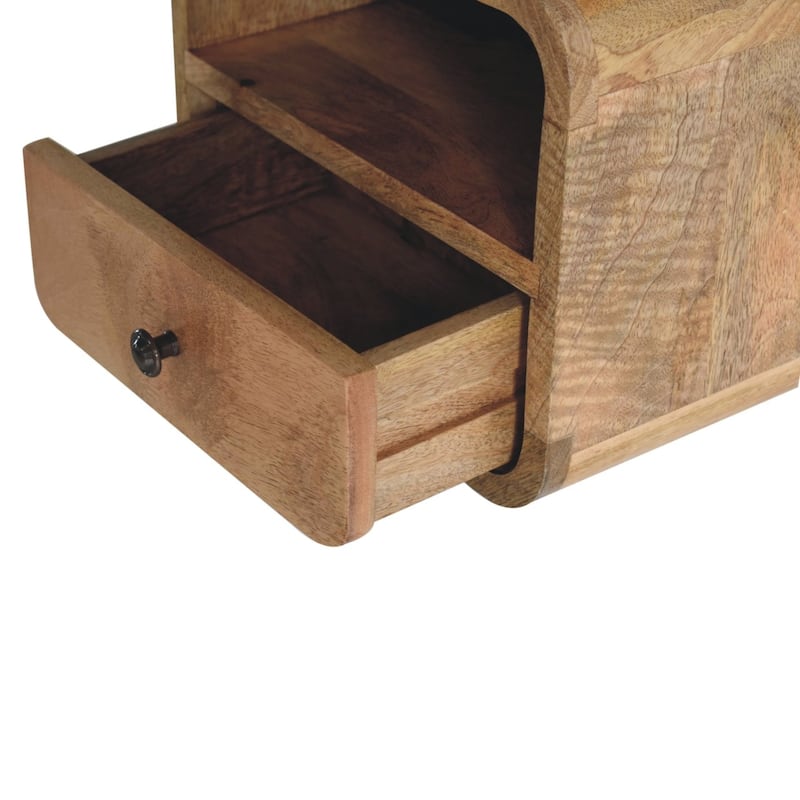 HomeRoots 12" Oak Solid Wood One Drawer Floating Nightstand