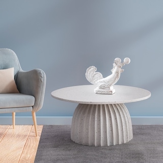 White Aluminum Coffee Table w/Chisel Texture Base Dia 27.5