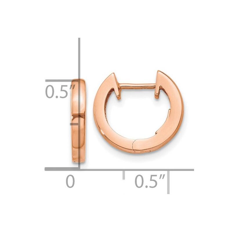 Curata 10k Rose Gold 13x1.7mm Hinged Hoop Earrings