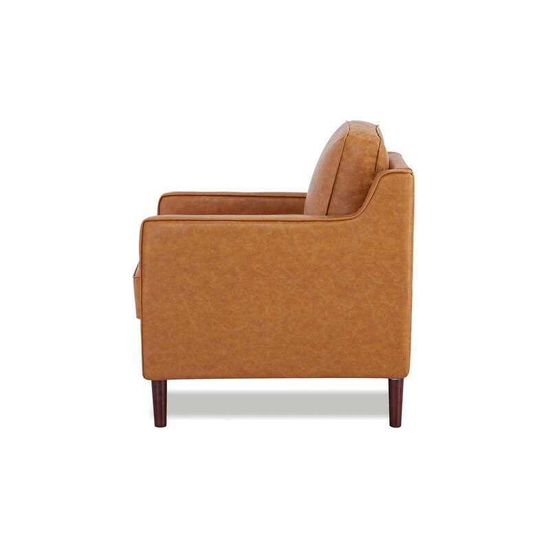 Artdeco Home - Sedona Modern Accent Chair, Faux Linen / Vegan Leather Armchair