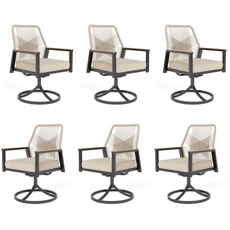 MAISON ARTS Outdoor Dining Chairs Set with Cushions - 6-piece Swivel Chair