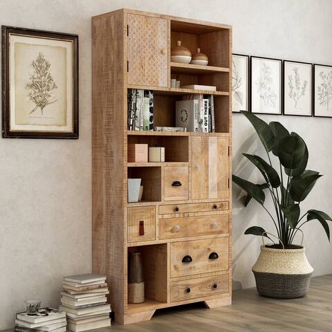 Furniture of America Carina Solid Wood Multi-storage Bookcase