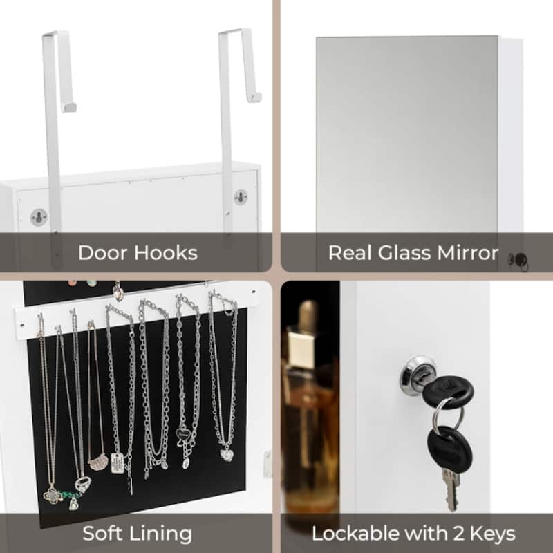 The Whole Surface PVC Film Wall Hanging Door With Lock Jewelry Cabinet Fitting Mirror Cabinet