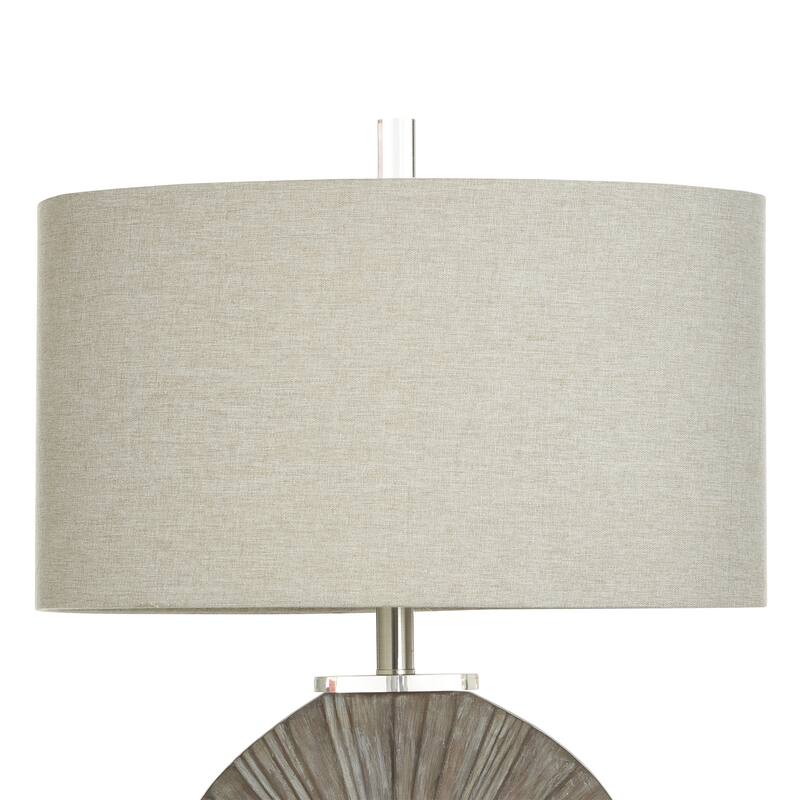 Silver Burst Table Lamp - Brushed Grey and Silver Polyresin Body - Taupe Shade
