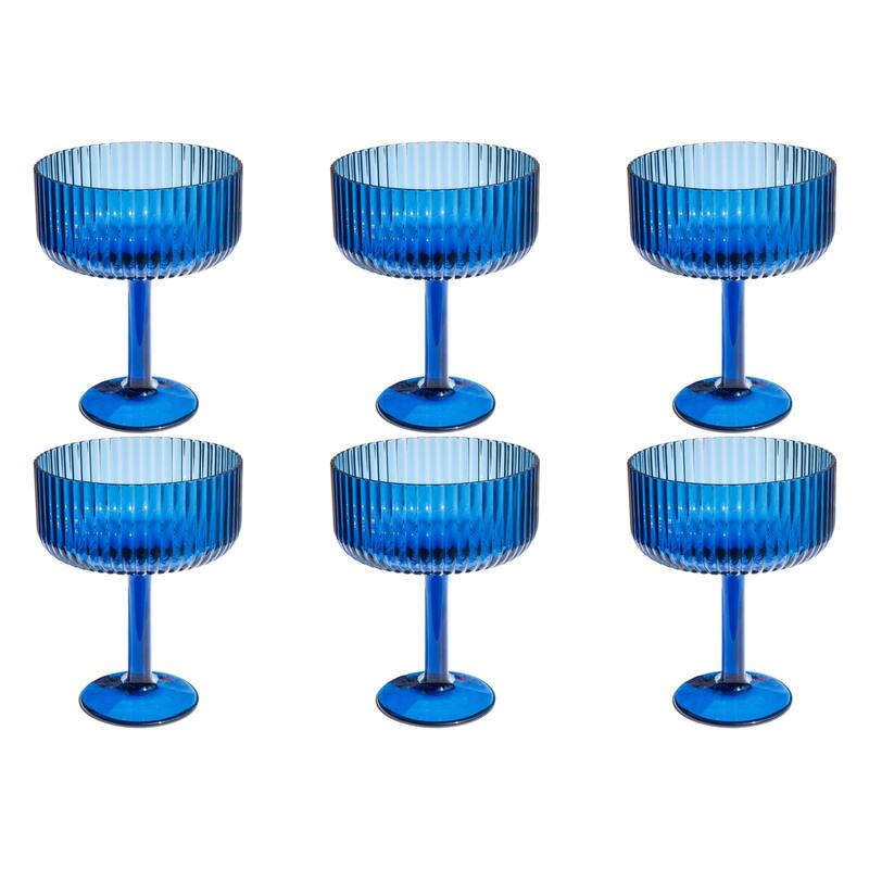 Abode Homewares Mesa Acrylic Coupe Glass - 14 oz - Set of 6 - Cobalt Blue