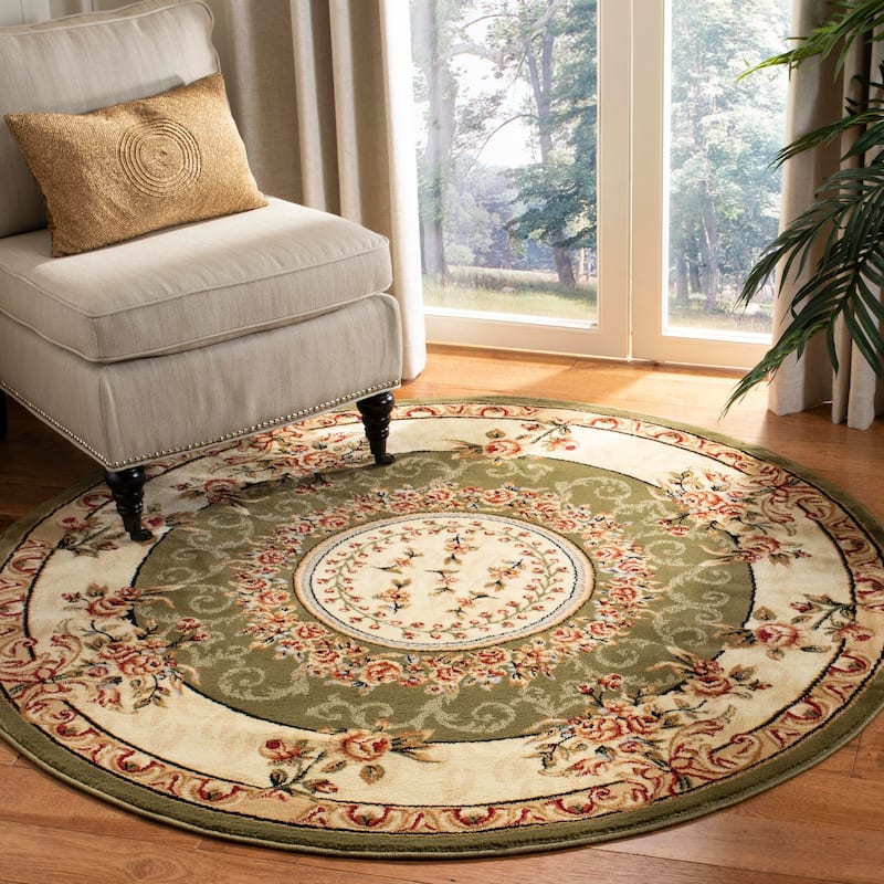 SAFAVIEH Lyndhurst Nannette Traditional Oriental Medallion Rug - 8' Round - Sage/Ivory