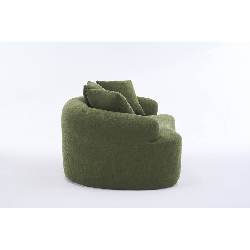 Curved Loveseat White Full Compression Sponge Sofa